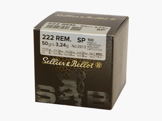 Sellier & Bellot Büchsenmunition .222 Rem. 3,24g Soft Point Schüttpackung mit 100 Stück