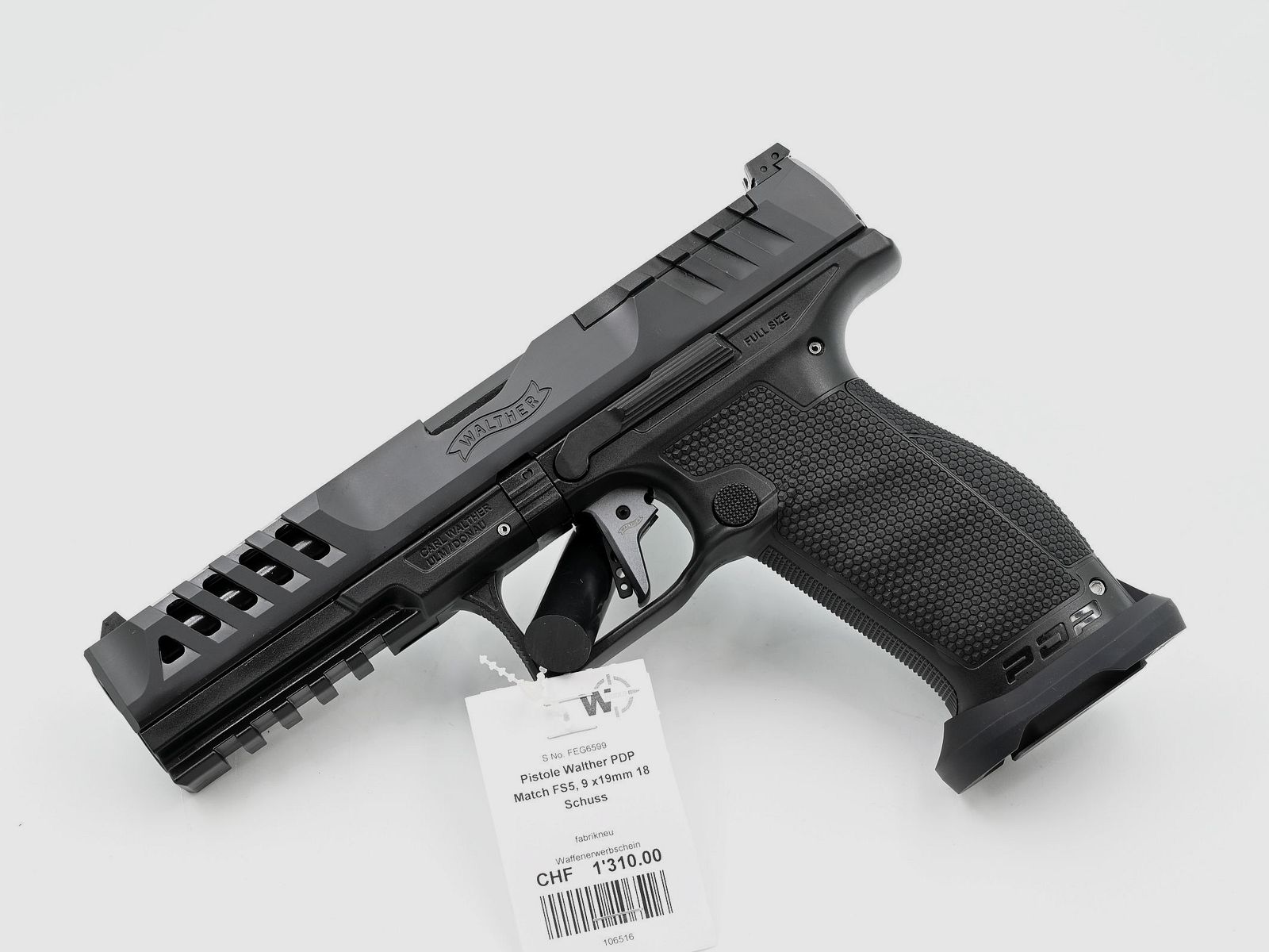 Pistole Walther PDP 5″ Match Polymer, 9×19, 18 Schuss, Optic Ready, Bild 1 von 2