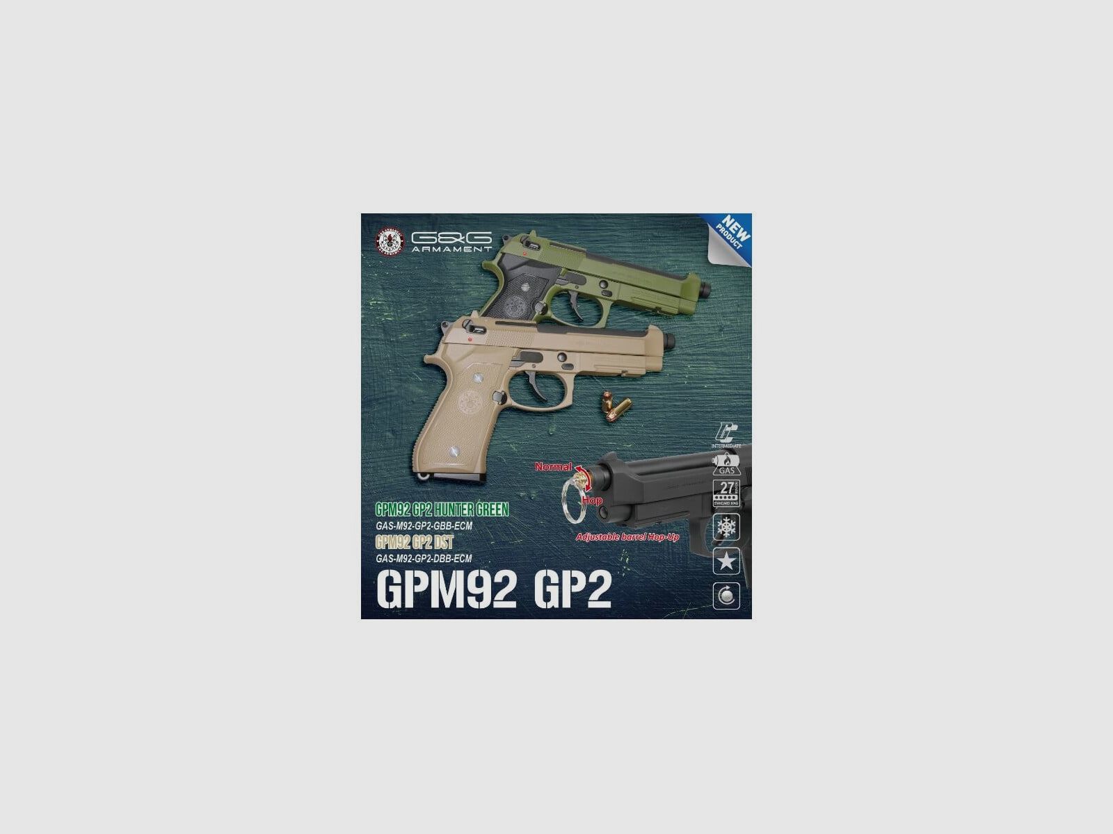 G&G GPM92 GP2 Vollmetall GBB in Desert Tan -F-
