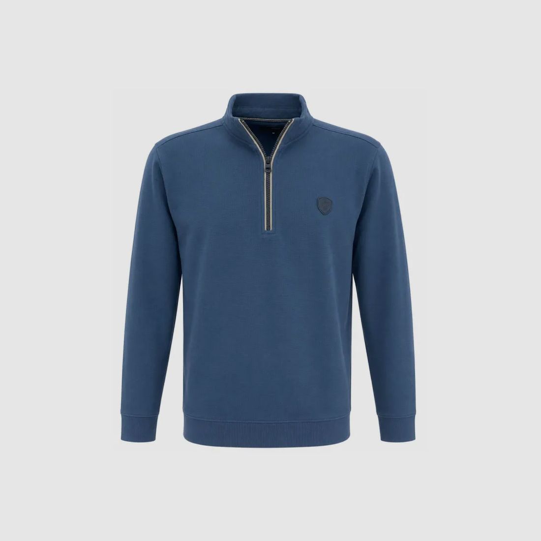 Sweat homme Shatky bleu à col zippé intérieur gratté, image 2 sur 7