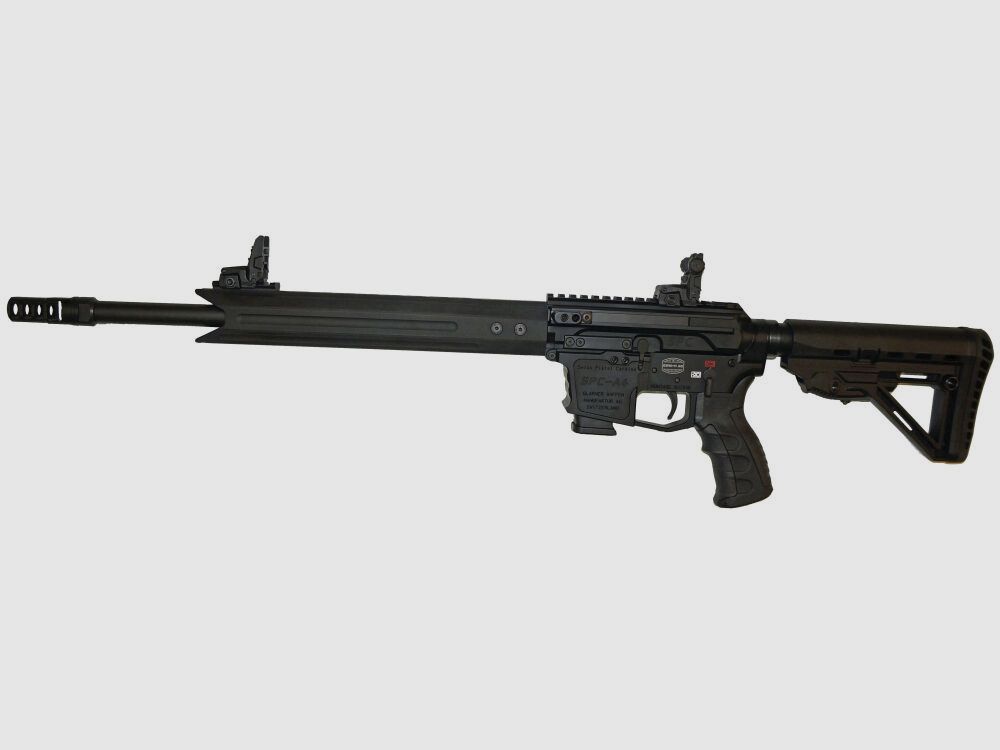 Schwaben Arms GmbH/GWMH Selbstladebüchse GWMH SPC-SPORTER A4 17" (SWISS PISTOL CARBINE) BLACK Kal.9x19 AR15 Glock Magazin