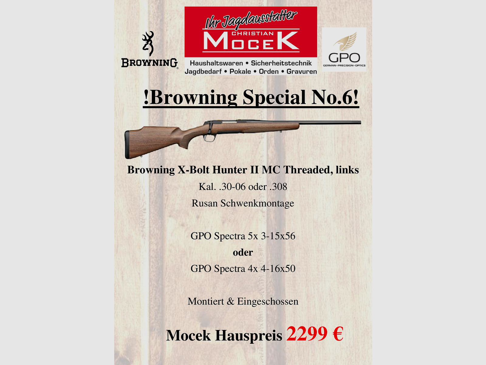 Browning X-Bolt Hunter II MC threaded, with GPO Spectra, left