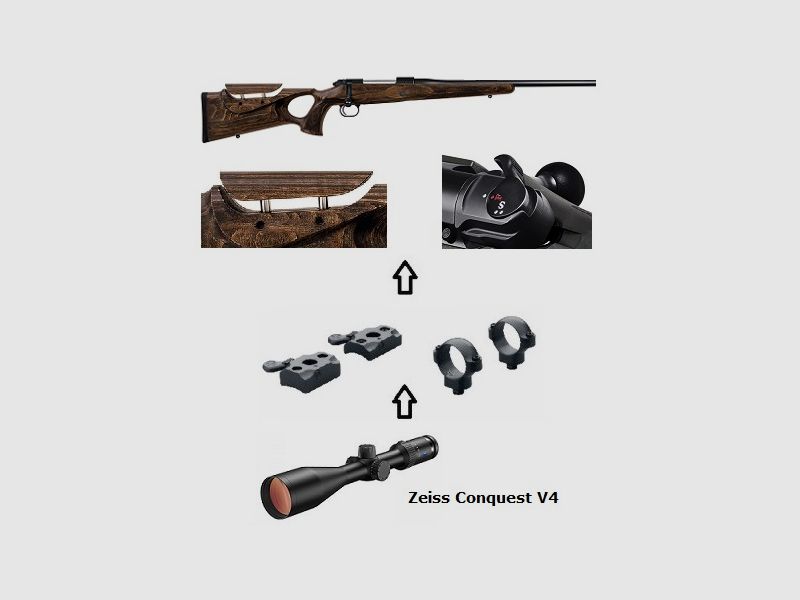 Mauser M12 MAX + Zeiss Conquest V4 3-12x56 + Montage + ... Compleet pakket