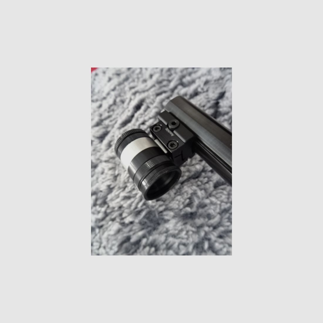 Anschütz 9015 Alu ondersteuning luchtgeweer - kleur irisfilter - stabilisator - origineel accessoire - koffer - 1e hand - weinig gebruikt