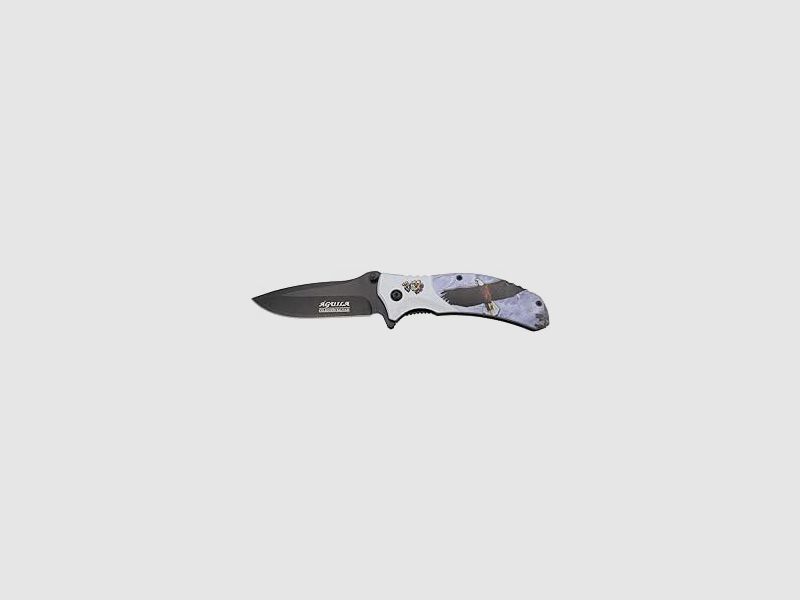 THIRD K2809A Folding Knife, Aluminum Handle with 3D Image on Both Sides Featuring Eagle Motif, 10 cm 420 Steel Blade
