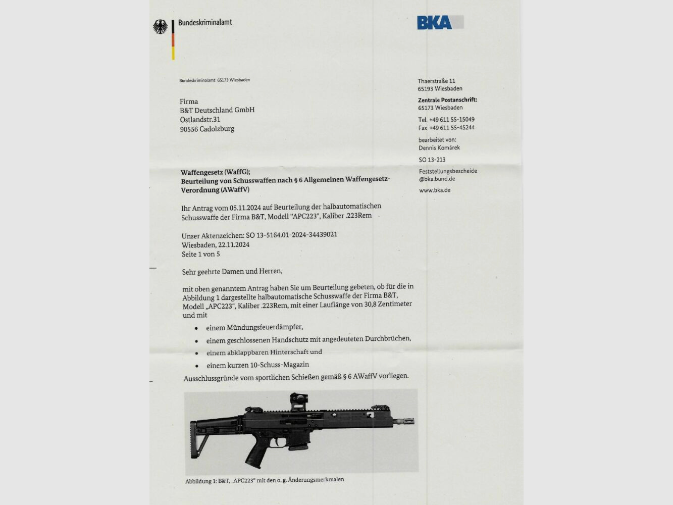 B&T AG (Brügger und Thomet) APC 223 PRO DE Sport