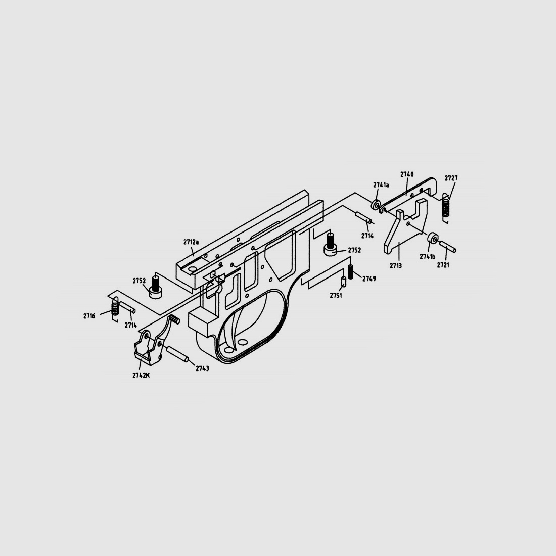 Abzug komplett fĂĽr Pressluftgewehr Weihrauch HW 100, Ersatzteil