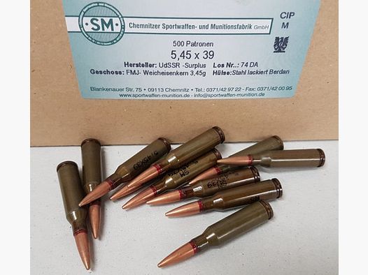 5,45x39 russ. Surplus Munition, Stahlhülse 500 Stk.