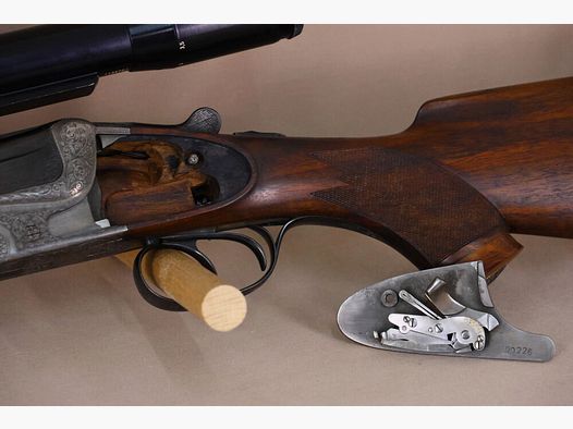 Fusil Merkel à canons superposés avec verrous latéraux // crosse gauchère // BBF -