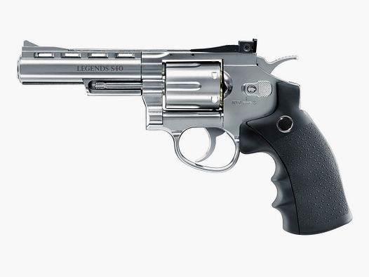 CO2 Revolver Umarex Legends S40 4 Zoll Lauf Vollmetall Nickel Finish Kaliber 4,5 mm Diabolo (P18)