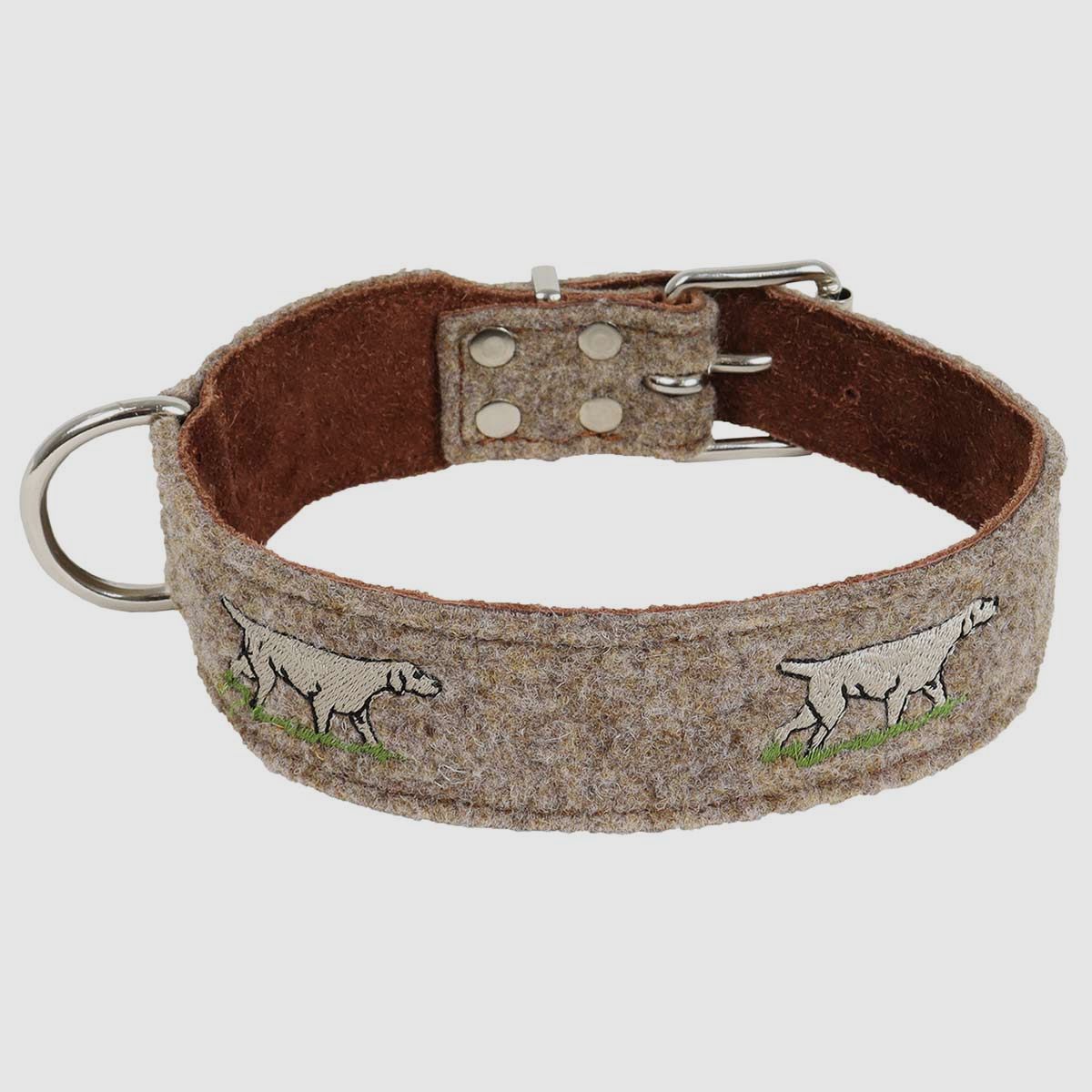AKAH Hundehalsband mit Adressanhänger Wollfilz und Yakleder