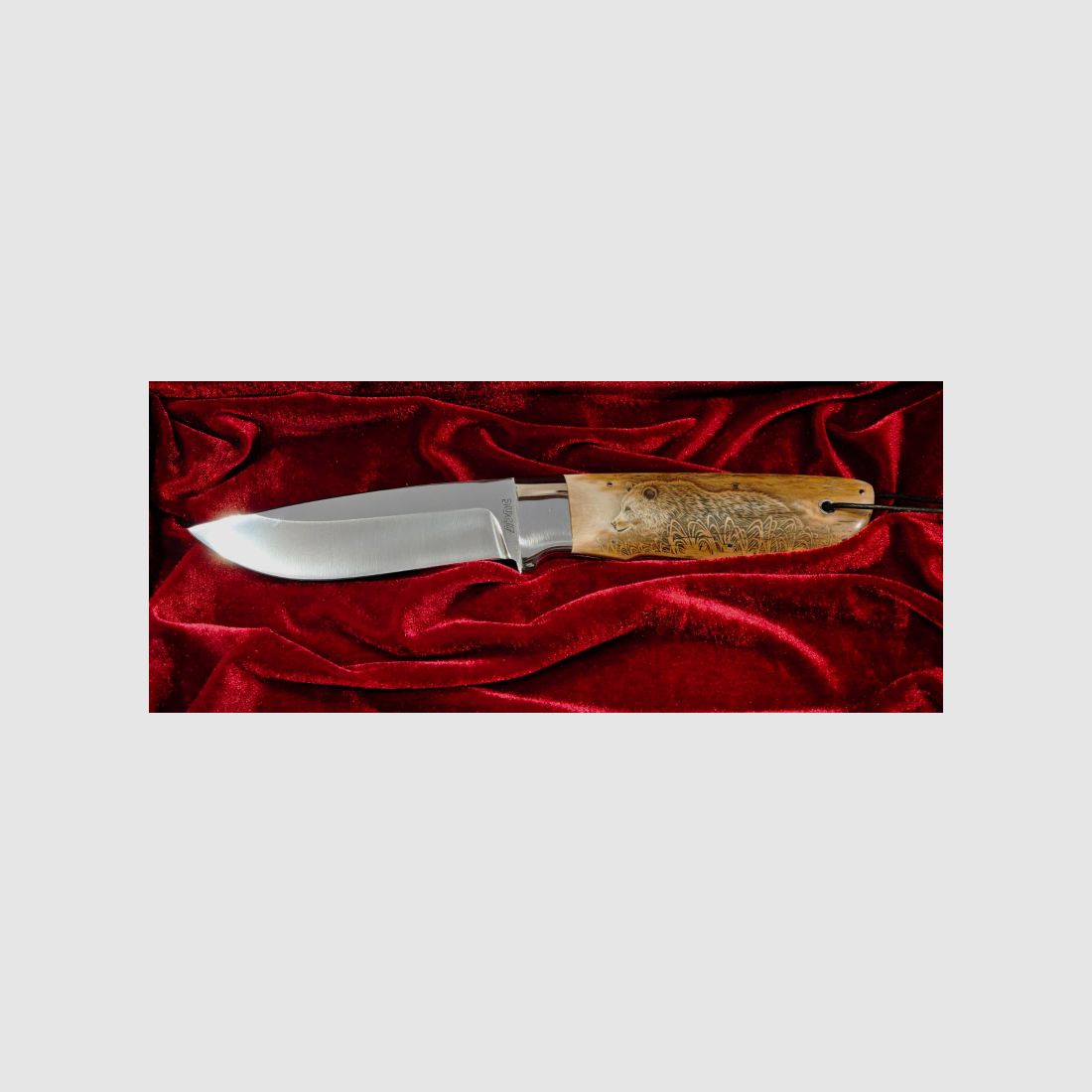 DNC "Athos" – RWL34 | Marfil de mamut | Grabado Scrimshaw Oso | Cuchillo de colección exclusivo | Cuchillo de caza, imagen 1 de 6
