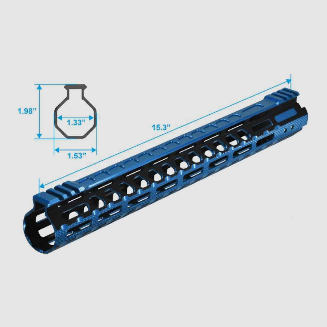 UTG PRO AR15 ALTRA SLIM FREE FLOATING HANDGUARD M-LOK 15” BLUE BLACK DUOTONE
