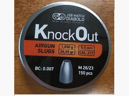 Śrut JSB Knock Out Slugs .217 / 5.5mm. 1.85g- 150szt