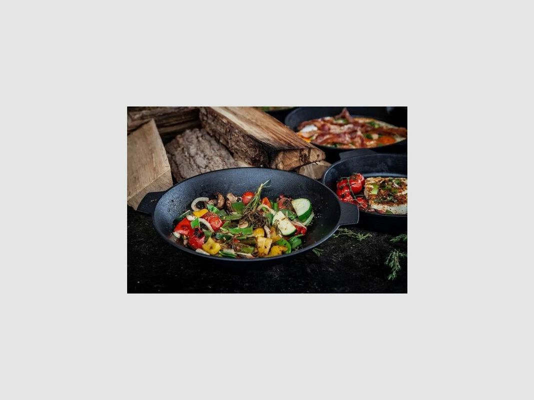 Grillfürst Gusseisen Wok mit 2 Griffen, Durchmesser 30cm