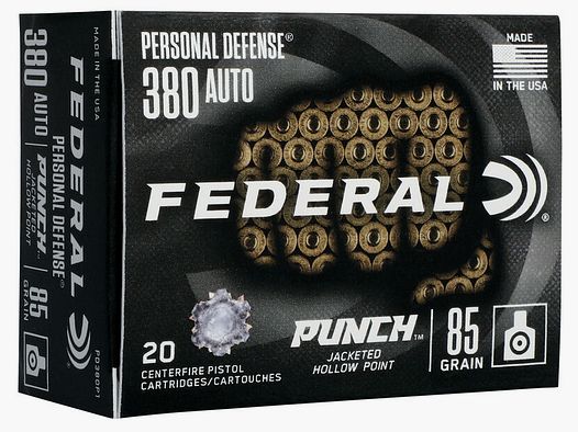 Federal Personal Defense Punch .380 ACP 85GR JHP 20 cartouches