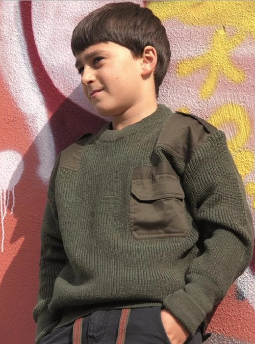 Jersey militar infantil – estilo militar, verde, liquidación