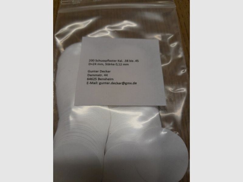 Schusspflaster Vorderlader Kal. .38 bis .45 Ø 24mm Durchmesser, Stärke 0,12mm 0,005inch