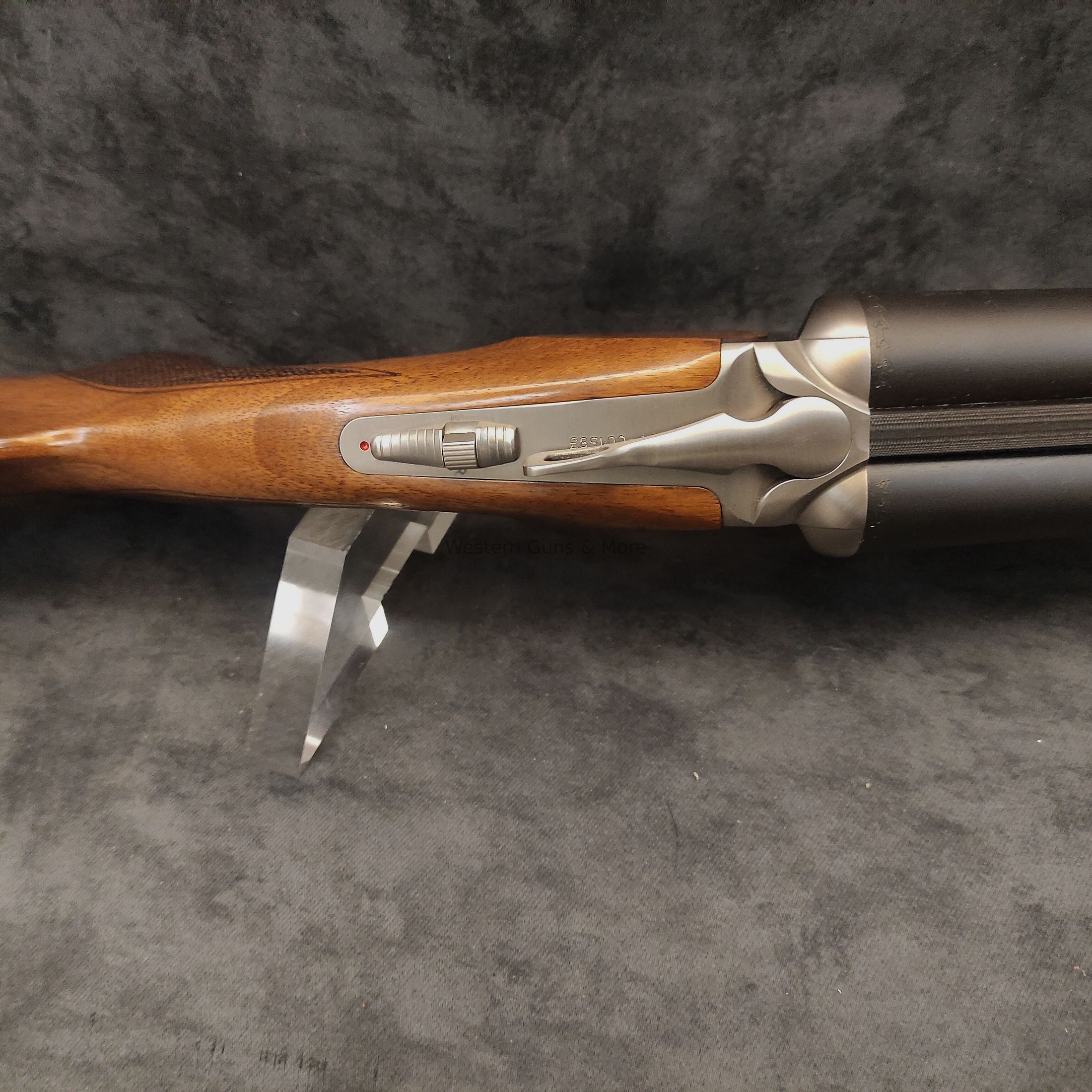 Escopeta de doble cañón AKKAR Churchill 512 plateada cal. 12/76 "Coachgun"