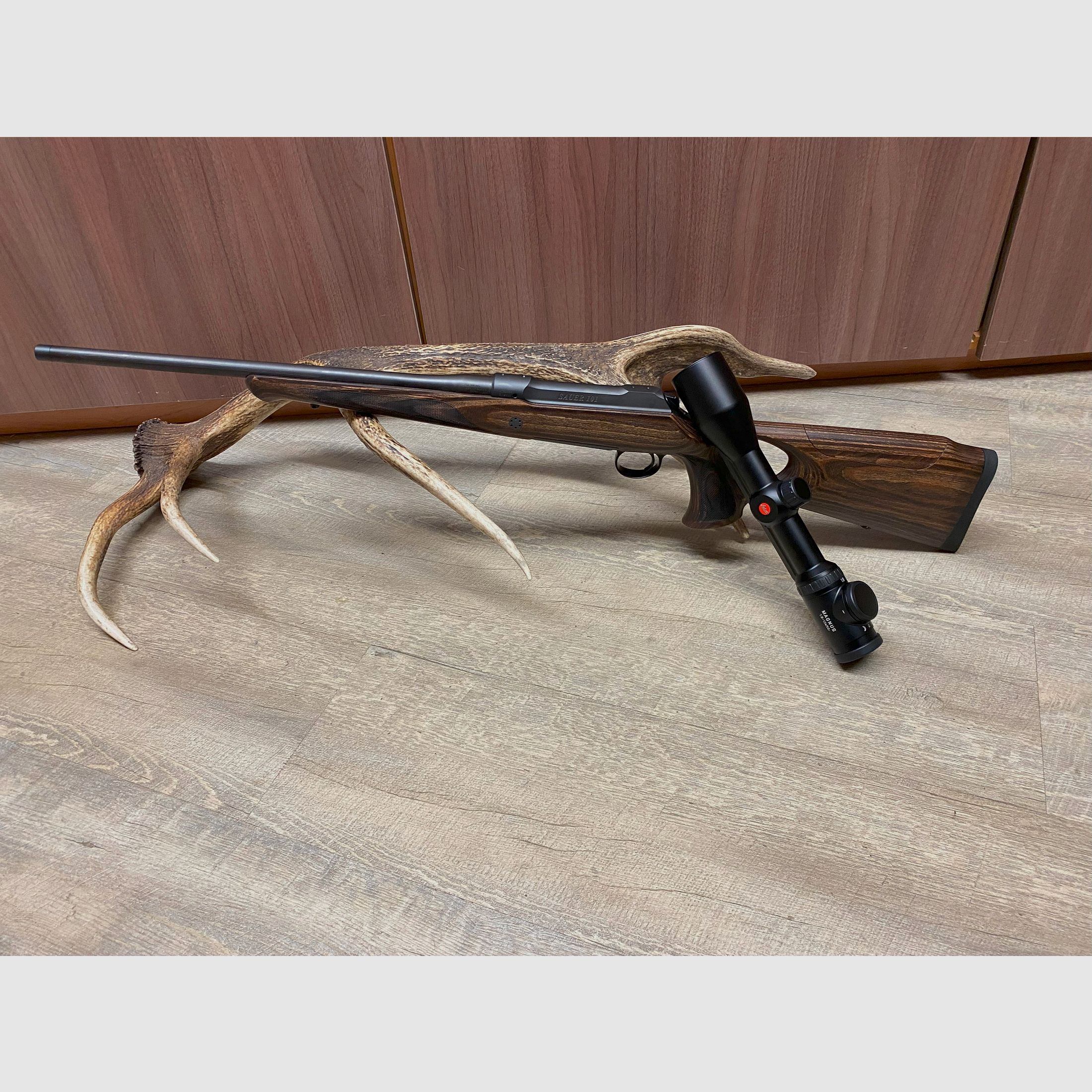 Sauer 101 GTI, mit Leica Magnus 1,8-12x50 i, mit Schiene