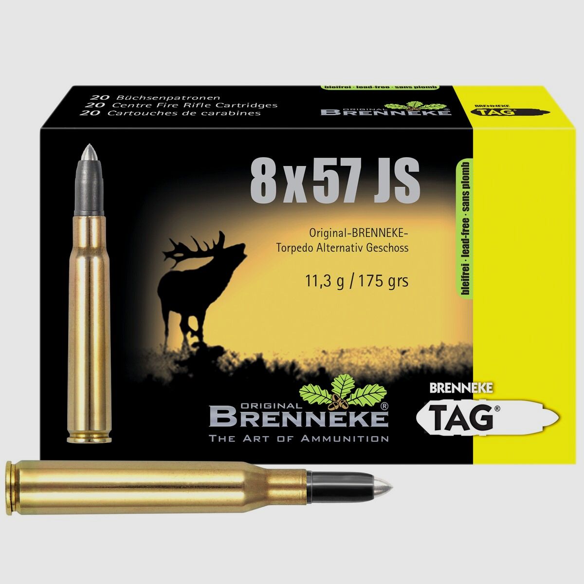 Brenneke 8×57 IS TAG lead-free 11.3g/175grs. – 20 pcs.