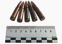 5 pièces de munitions déclassées 7,62x39mm AK47 dans une douille en acier plaqué cuivre