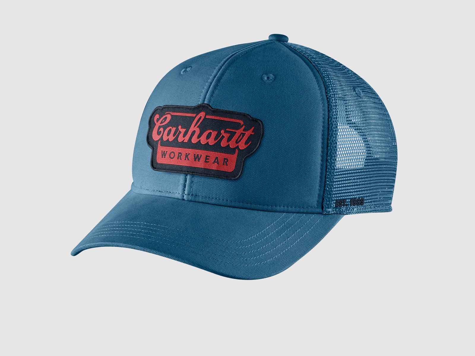 Czapka Carhartt Rugged Flex™ Twill Mesh-Back Script Patch Mężczyźni Ciemny Spokojny Niebieski