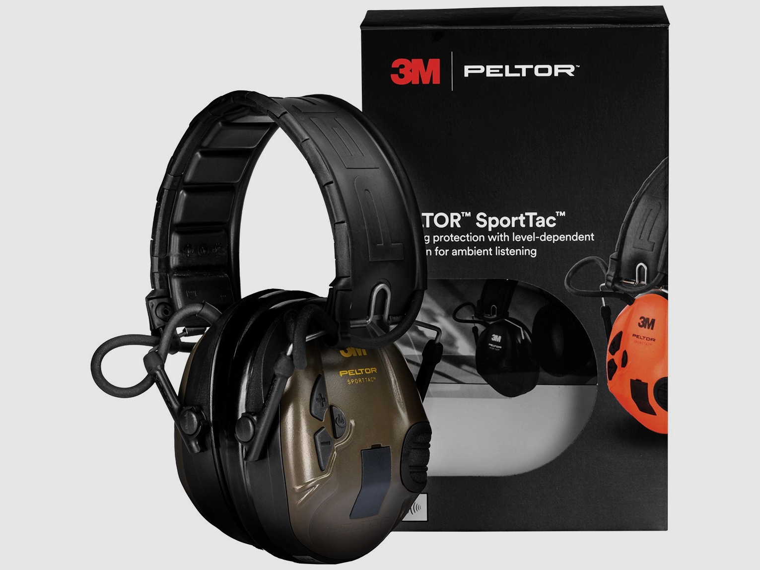 3M Peltor SportTac protección auditiva activa con diadema plegable, verde/naranja *NUEVO*