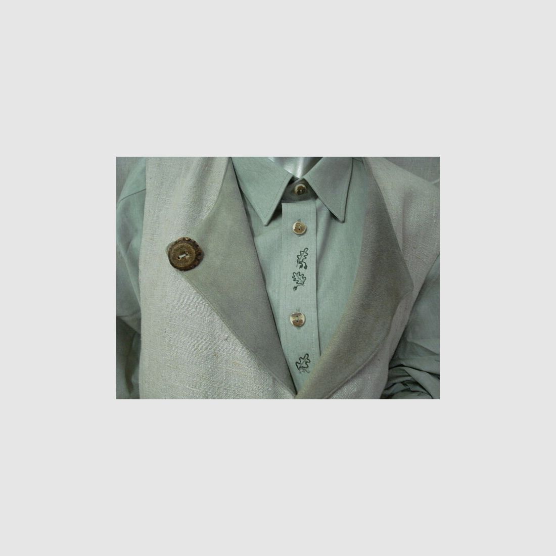 Imperial linen vest for men with leather lapel