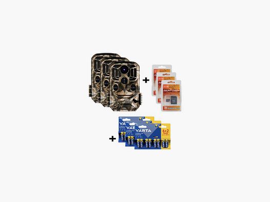 Set aus 3 Ravik RAV200 Fotofallen + 32GB Speicherkarte und 8 Batterien