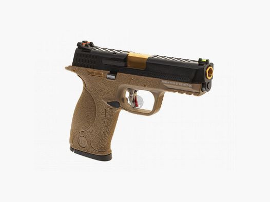 Softair - Pistol - WE - WET-05 BK Gold Barrel Metal Version GBB FDE - from 18, over 0.5 Joule