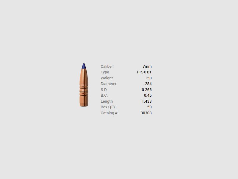 Barnes Geschoss 7mm/.284 150GR Tipped TSX BT 50 Stück