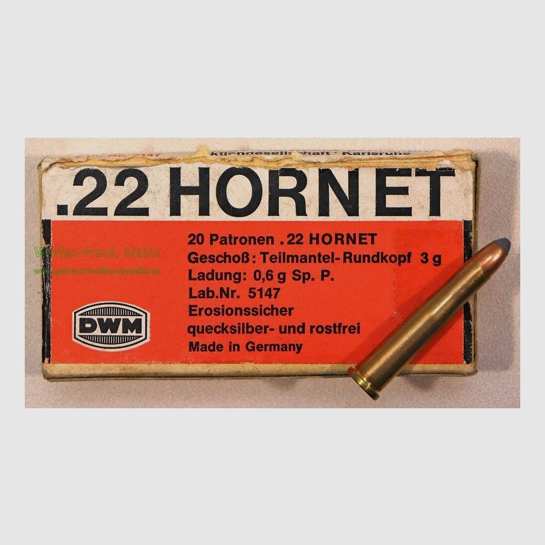 DWM, Karlsruhe rifle cartridges .22 Hornet