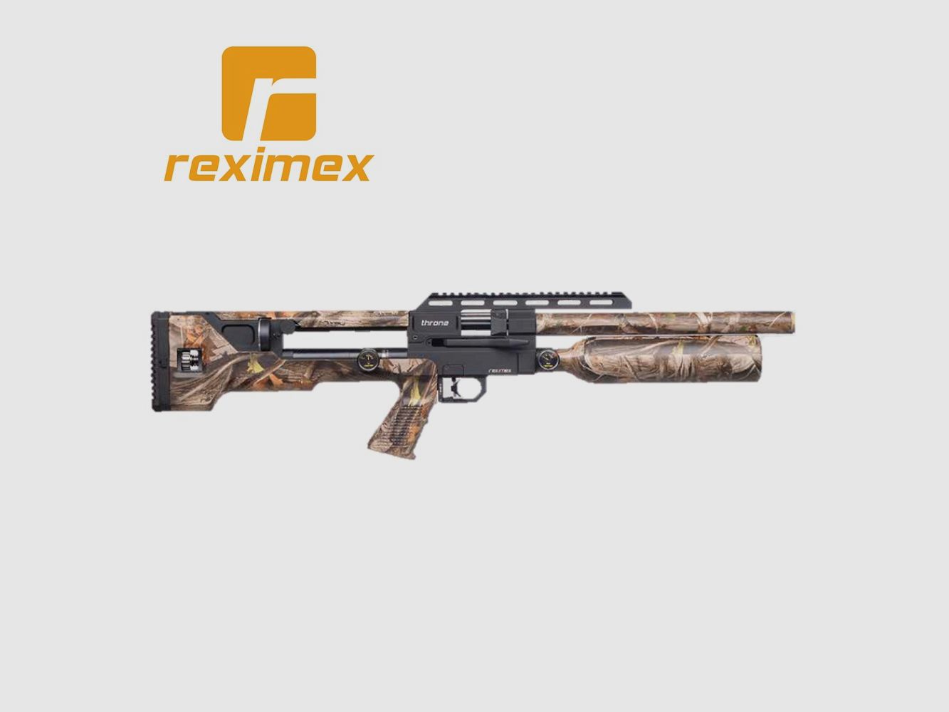 Karabina PCP Reximex Throne kal. 5,50 mm. Syntetyczna CAMO. 24 dżule.