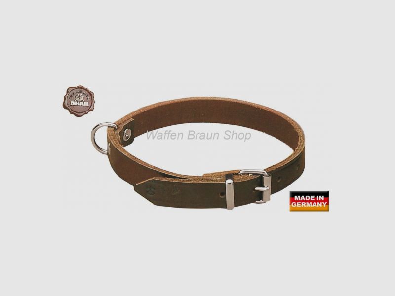 AKAH Halsband genietet aus Sattelleder, 16 mm breit, 27-34 cm verstellbare Länge