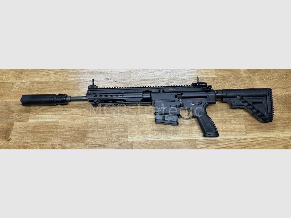 Heckler & Koch MR308 A3 13" - semi-automatic rifle .308 Win. including silencer ASE UTRA Dual 762-Short-QM2 Gen2 Cerakote black / color black - H&K MR 308 A3 - civilian version of the H&K 417 / H&K G27k