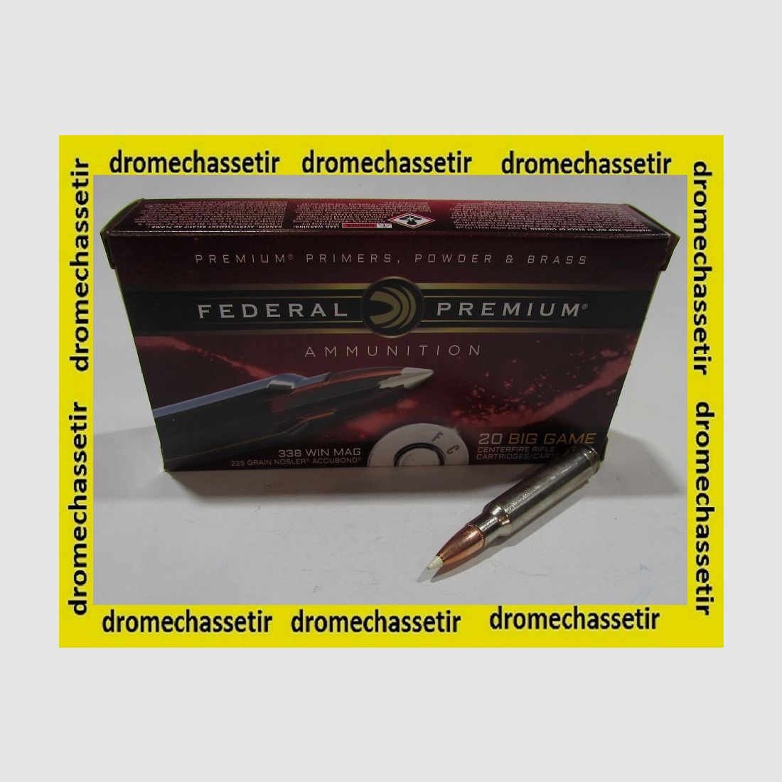 Box mit 20 Patronen .338 Winchester Magnum FEDERAL NOSLER Accubond 225 grains