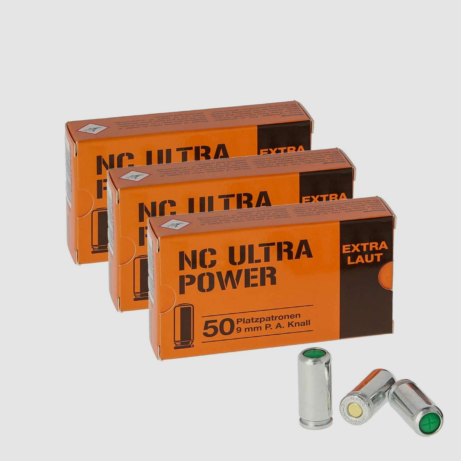 NC Ultra Power Platzpatronen 9 mm P.A.K. - 150 Schuss (P18)