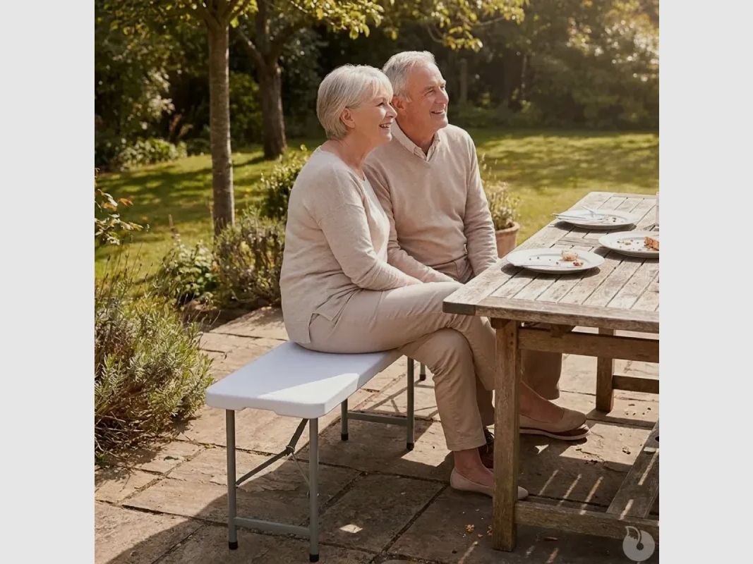 Foldable garden bench white 180 X 27 X 43 cm 3 persons, image 8 of 13