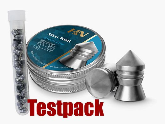 Testpack Spitzkopf Diabolos H&N Silver Point Kaliber 5,5 mm 1,11 g glatt 20 StĂĽck