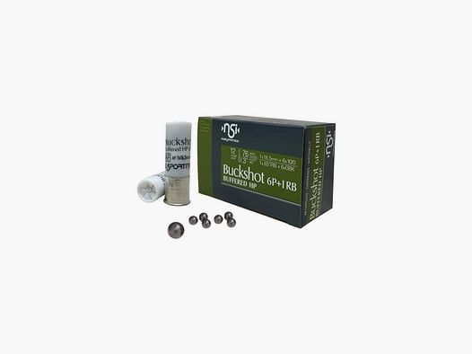 Patronen Nobel Pallettoni Buckshot Buffered HP 6P + 1 RB 10/0 + 0BK Kal. 12/76 10 Stk