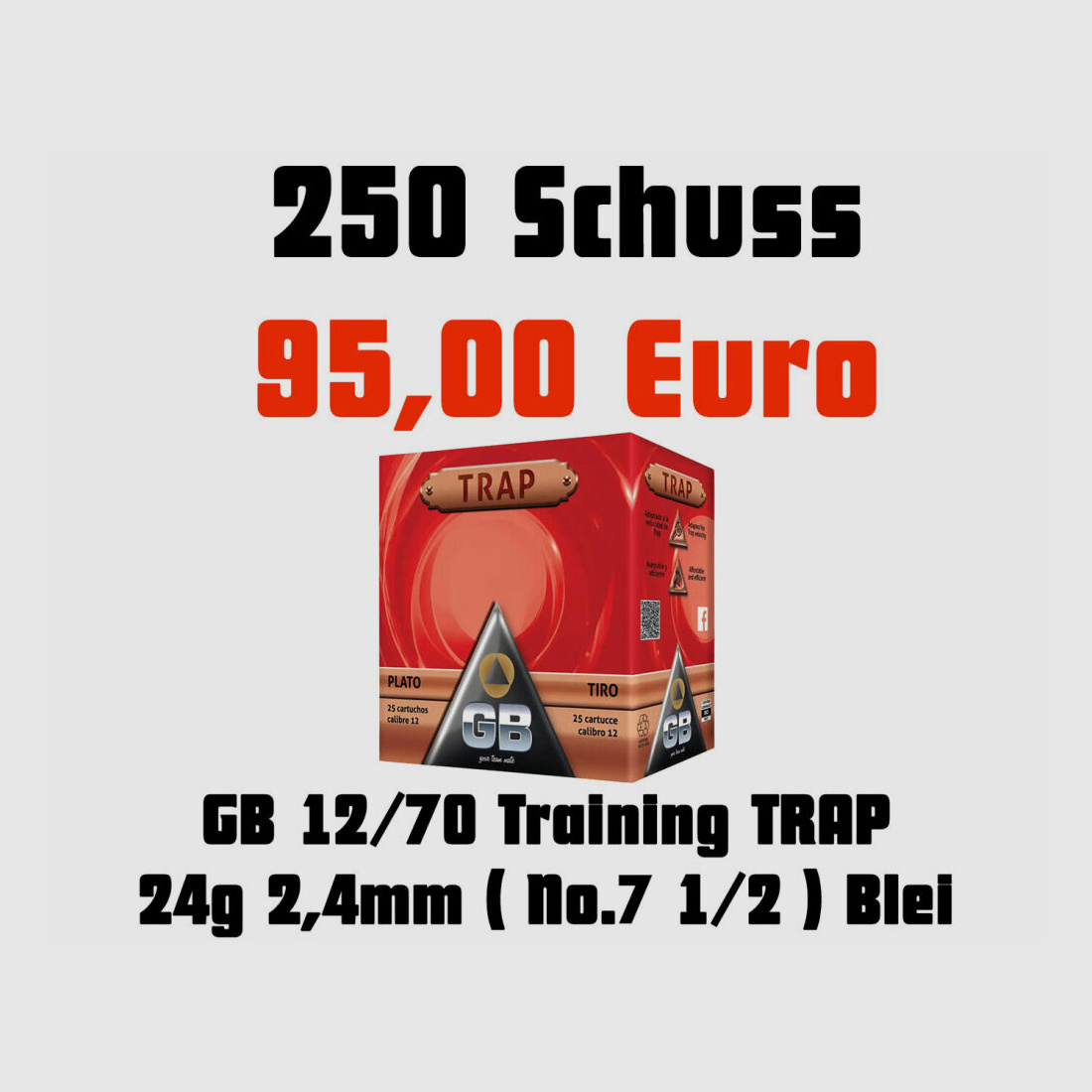 GB Training Trap 2,4 mm 24g 250 colpi pallini di piombo No.7 1/2
