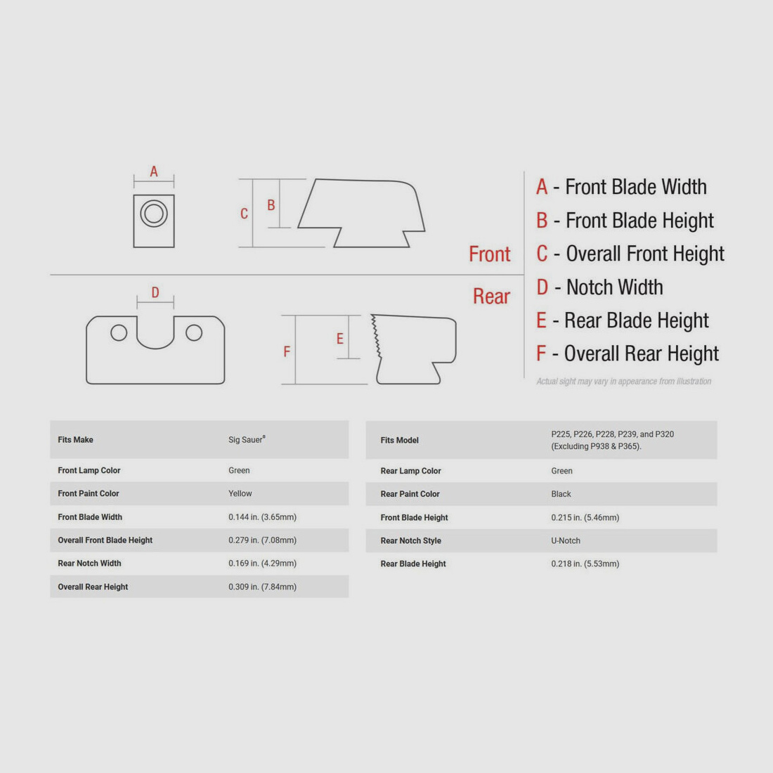 Trijicon N-Visier HD gelb SIG P225-P320 9mmLuger/.357SIG