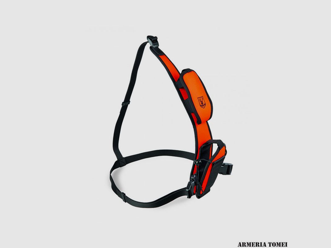 RISERVA – VERSTELBARE GPS GARMIN EN RADIO DRAAGTAS IN FLUORESCEREND ORANJE STOF