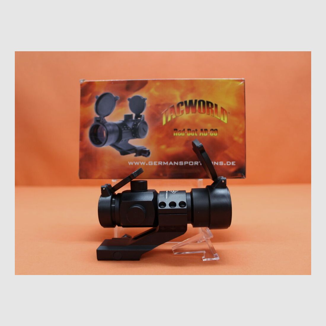 GSG German Sport Guns Tacworld Red Dot AD-30 Leuchtpunktvisier incl. Ringmontage f. Weaver-/Picatinnyprofil, Flip-Covers