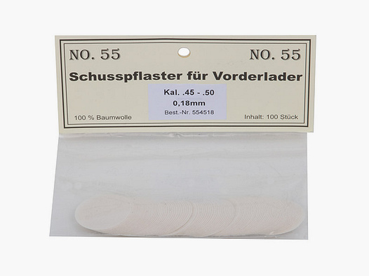 Match Schusspflaster fĂĽr Vorderlader No. 55 0,18 mm Kaliber .45 -.50