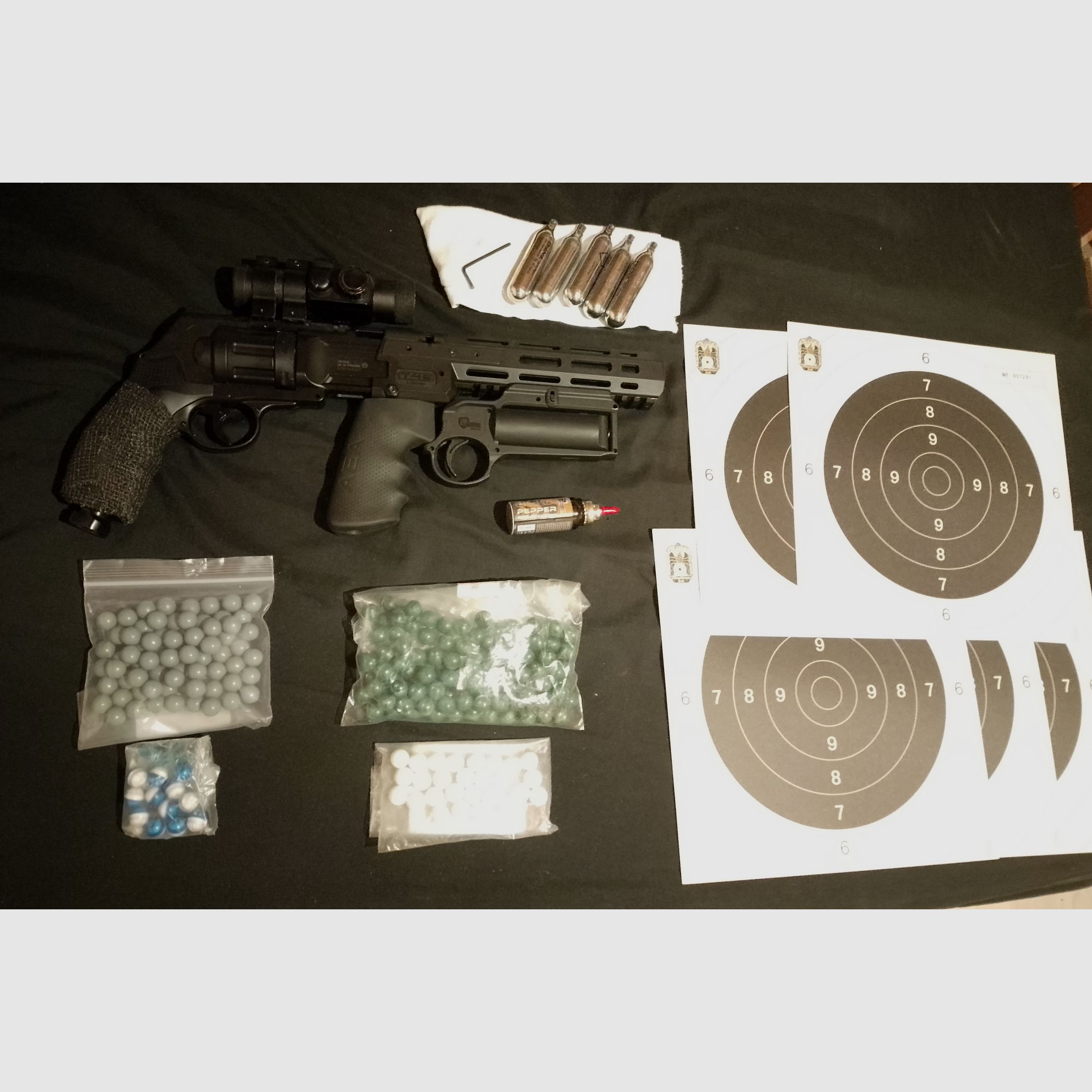 Long T4e HDR50 Tactical Rifle Kit punto rojo balas de goma RAM Paintball marcador Cal .50 set cápsulas CO2 revolver lanzador de pimienta lanzador de pimienta cañón largo Red DOT