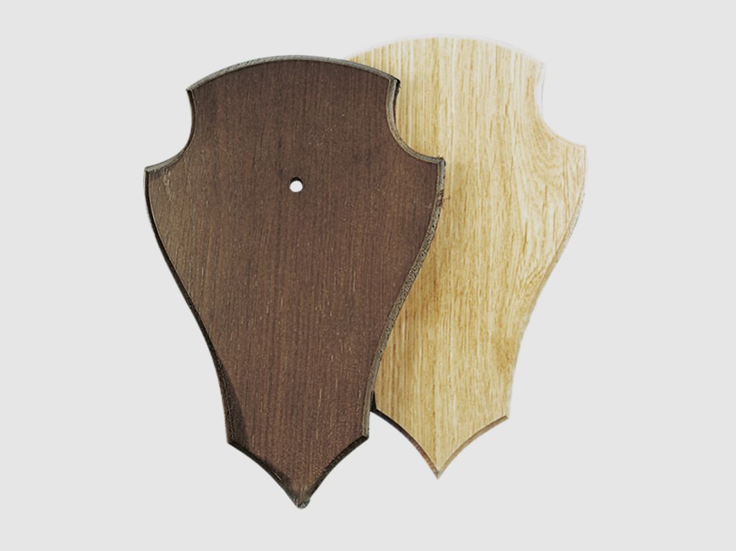 SCUDO ARALDICO PER TROFEI DI CERVO 19X12 LEGNO DI ROVERE SCURO