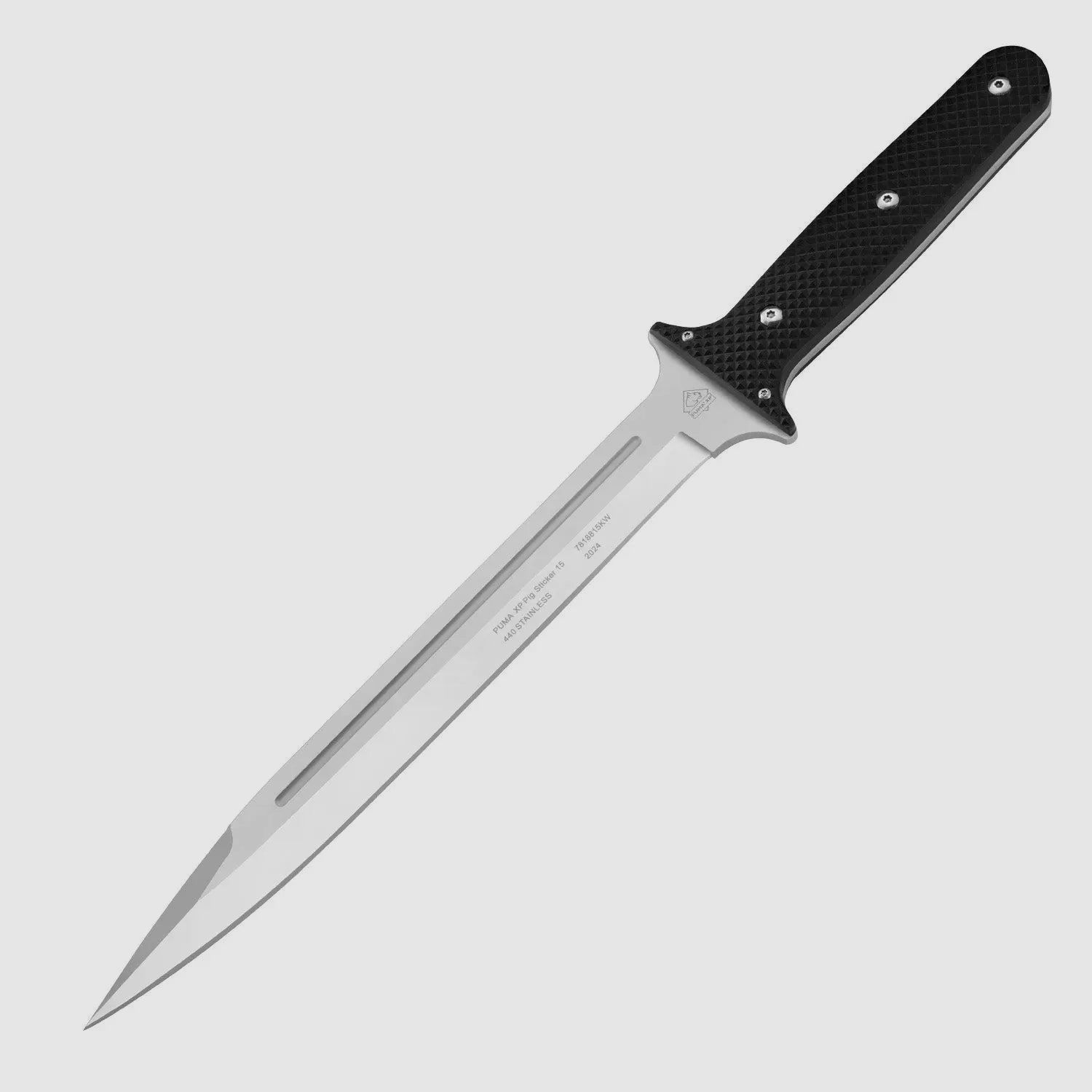PUMA XP pig sticker 15, Abfangmesser, Pakkaholz schwarz mit Fischhaut, Kydex Scheide
