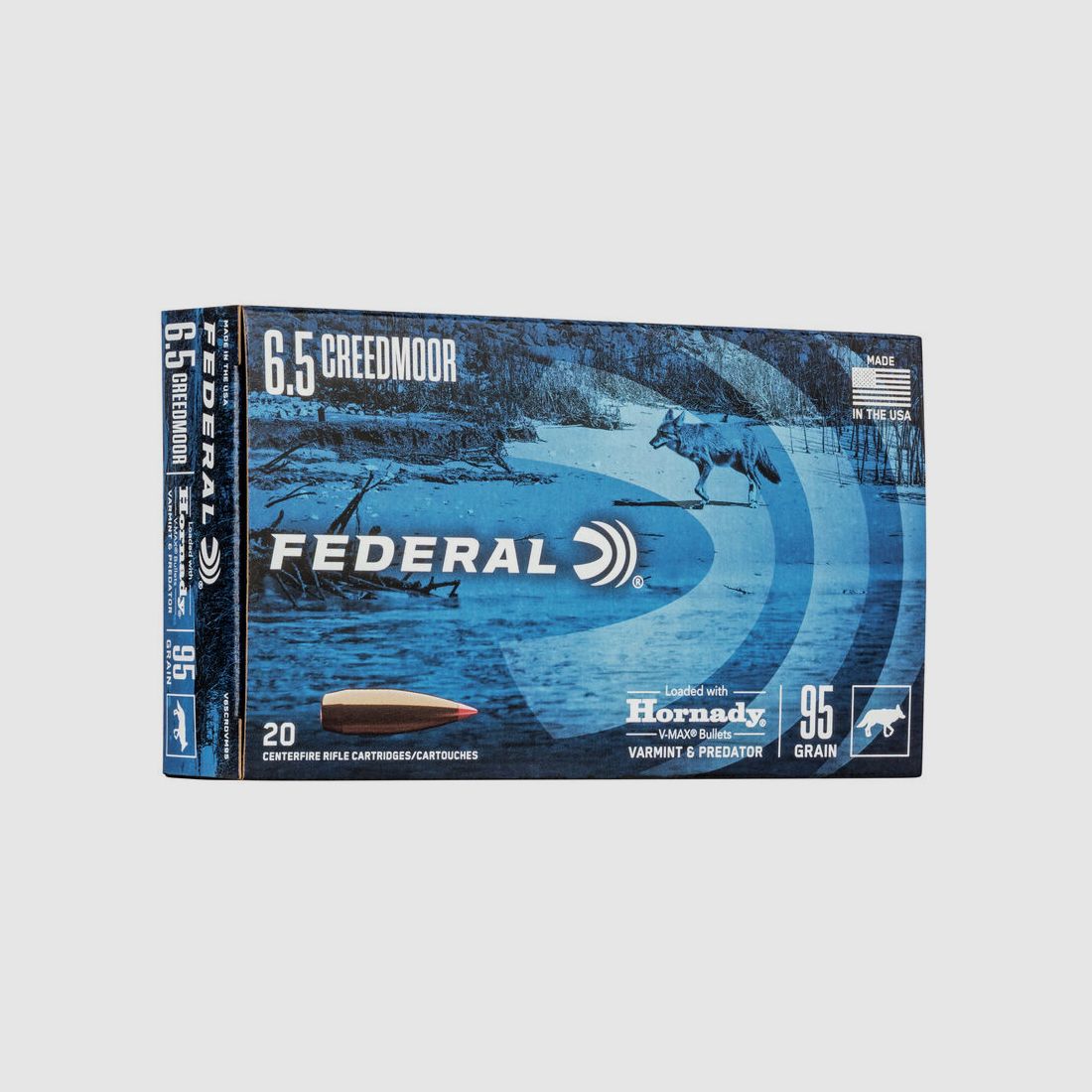Federal Varmint & Predator 6,5mm Creedmoor 95GR Hornady V-Max 20 Patronen